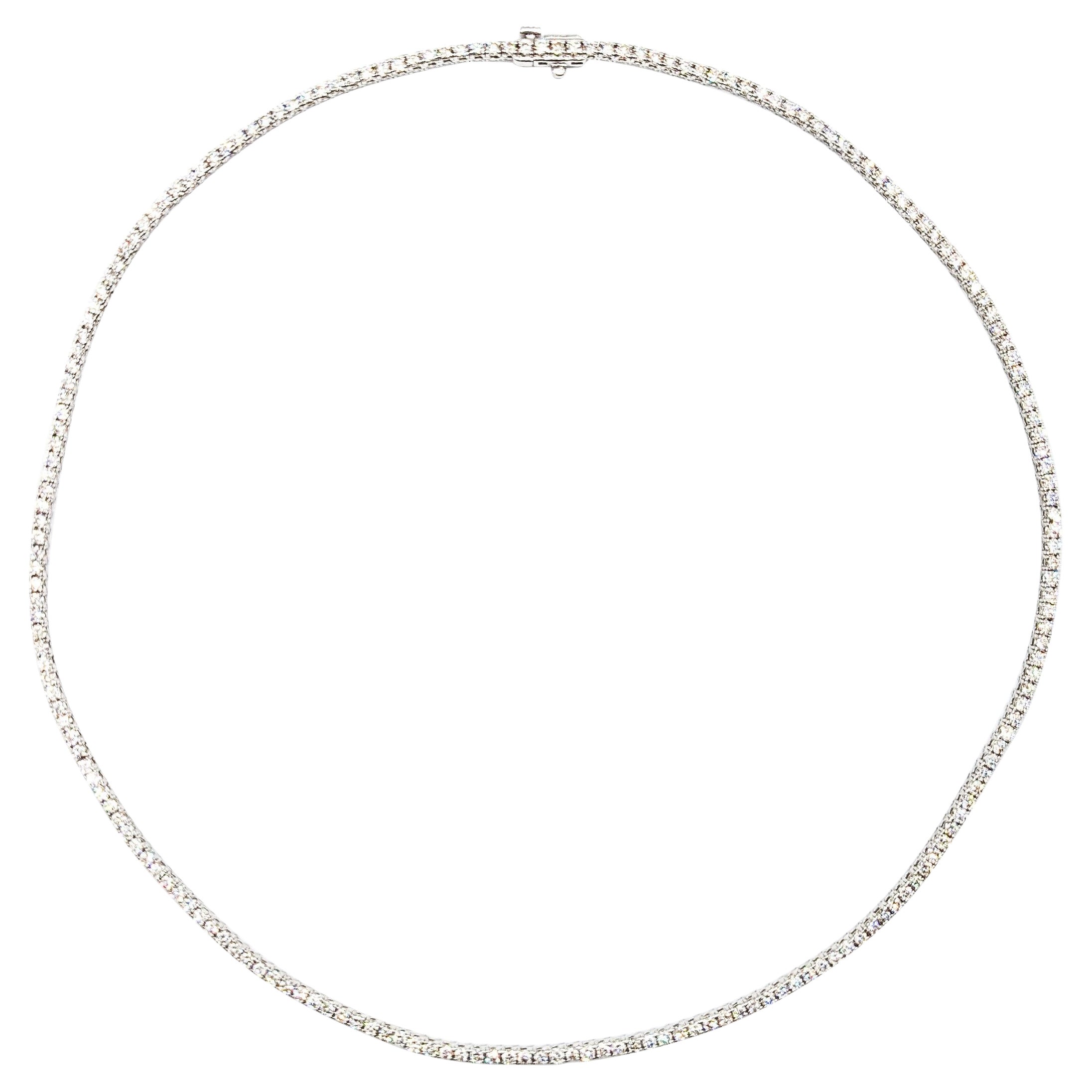 8ctw Diamant-Tennis-Halskette aus Weißgold im Angebot