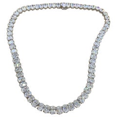 Emilio Jewelry Gargantilla de diamantes ovalada con certificado Gia de 45,00 quilates
