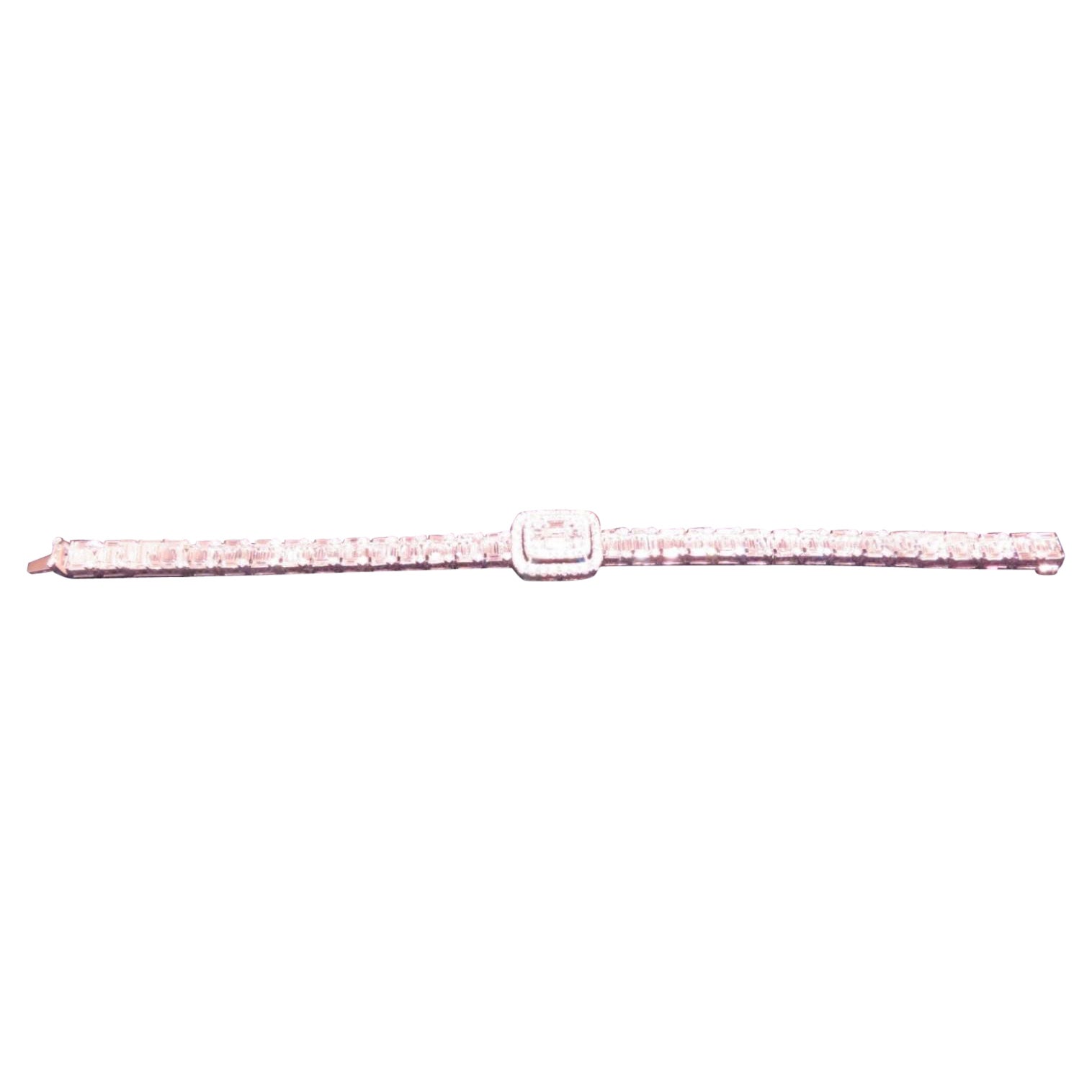 NWT $65, 238 18KT Gorgeous Glittering Fancy Large Baguette Tennis Bracelet For Sale