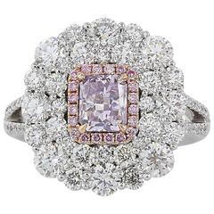 1.02 Carat GIA Fancy Pink/Purple I1 Diamonds with 2.97 Carat Diamonds
