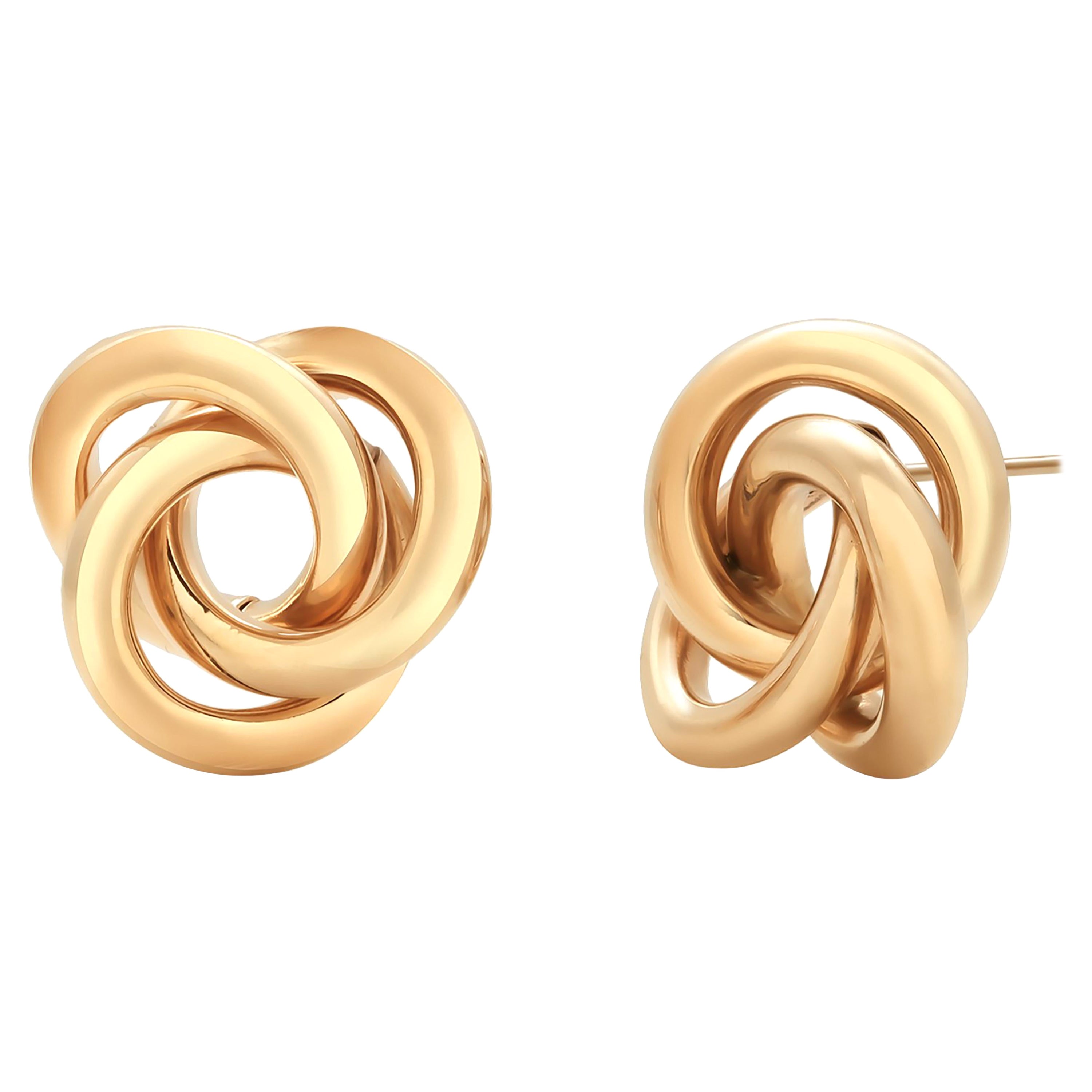 14 Karat Yellow Gold Love Knot 0.75 Inch Wide Stud Earrings