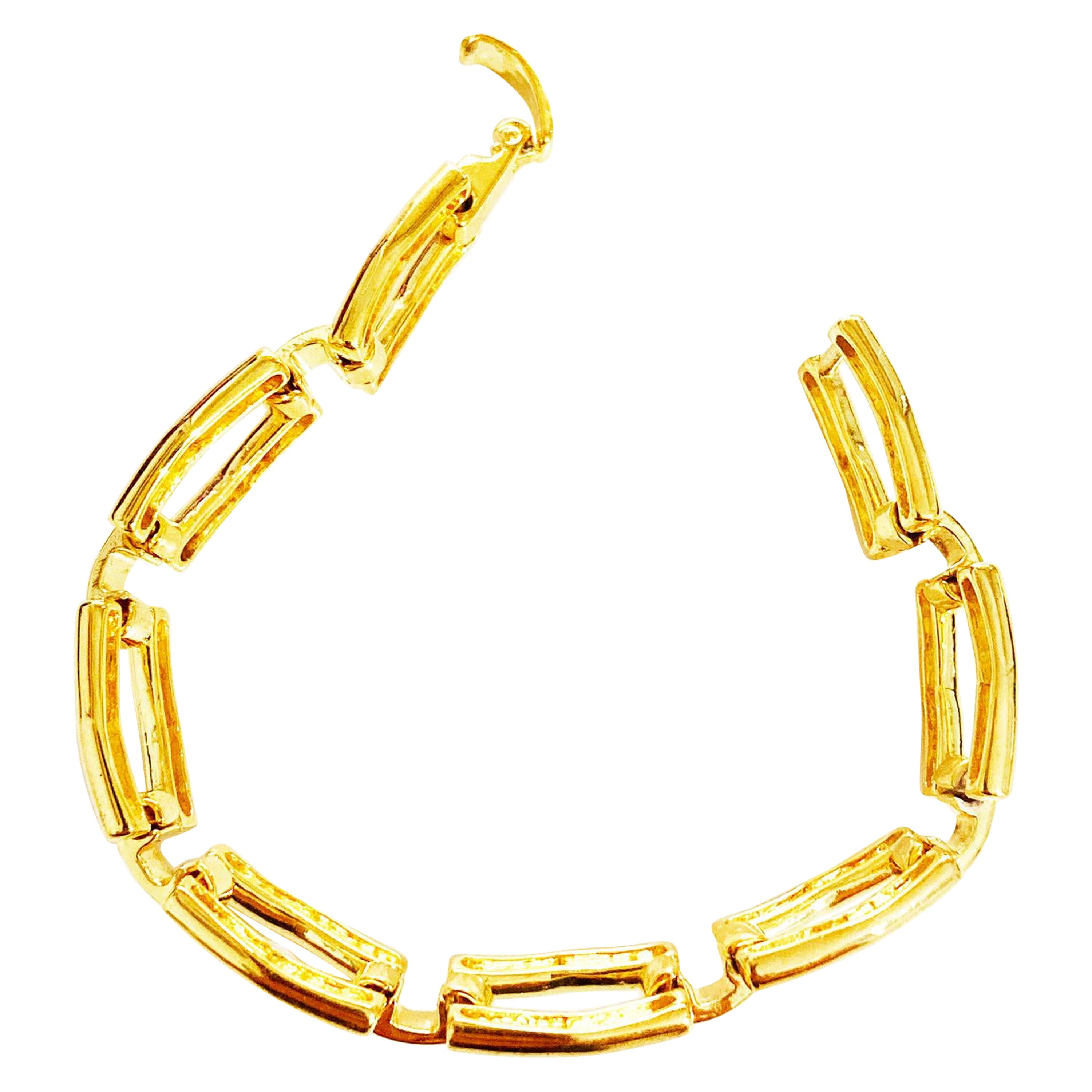 Rossella Ugolini 24K Yellow Gold Plated Unique Links Chain Bracelet For Sale