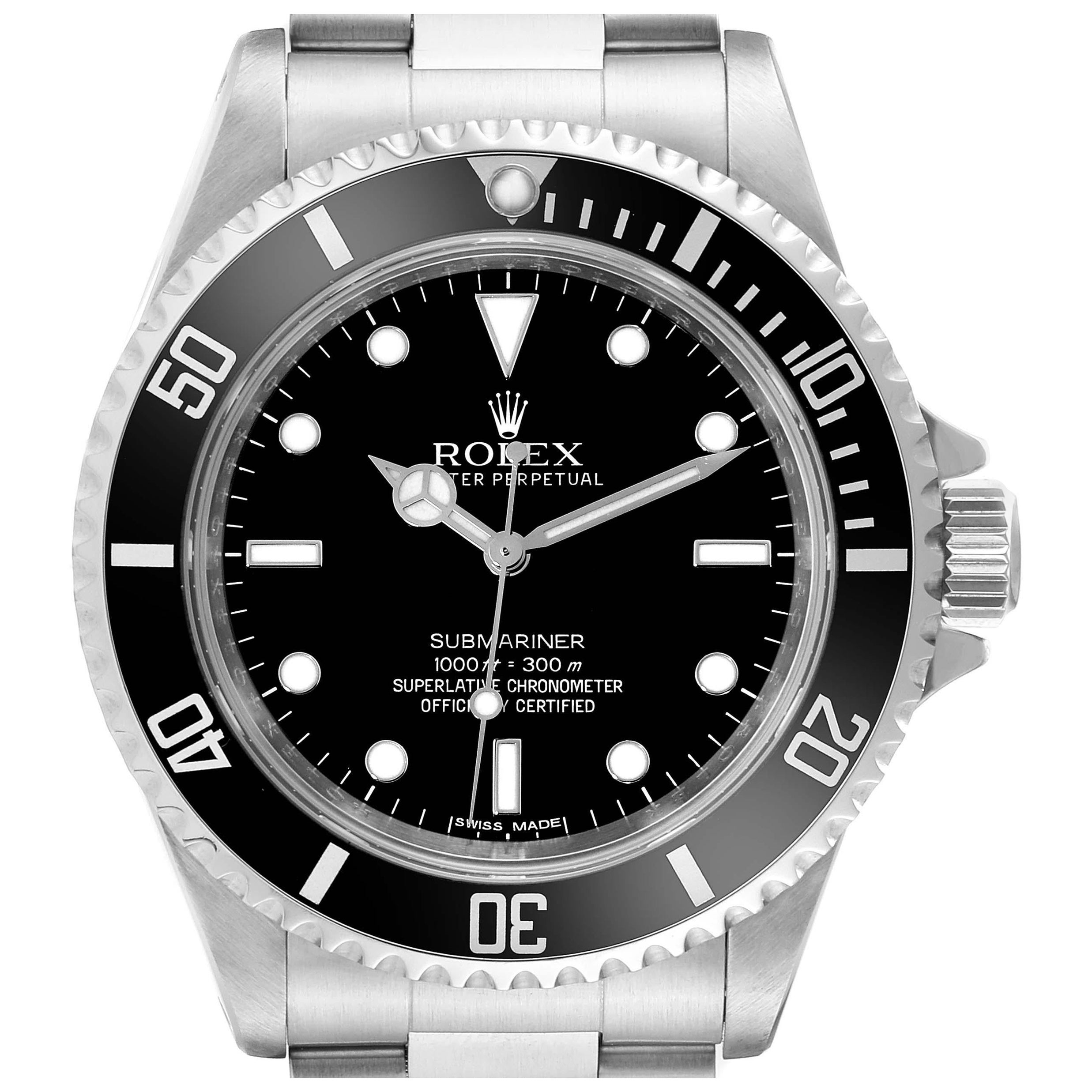 Rolex Submariner No Date 40mm 4 Liner Steel Mens Watch 14060 For Sale