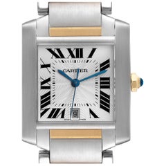 Used Cartier Tank Francaise Steel Yellow Gold Silver Dial Mens Watch W51005Q4