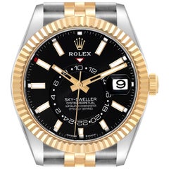 Rolex Sky Dweller Steel Yellow Gold Black Dial Mens Watch 336933 Box Card