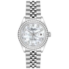 Rolex Datejust Damenuhr aus Stahl und Weißgold mit Perlmutt-Zifferblatt und Diamanten