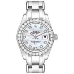 Rolex Pearlmaster White Gold Mother Of Pearl Diamond Ladies Watch 69299