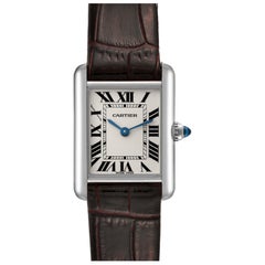 Cartier Tank Louis White Gold Brown Strap Ladies Watch W1541056