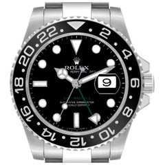 Rolex GMT Master II Black Dial Green Hand Steel Mens Watch 116710 Box Papers