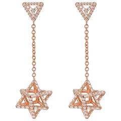 Merkaba Diamond Rose Gold Geometric Drop Earrings 9