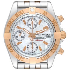 Breitling Chrono Galactic Mother Of Pearl Dial Rose Gold Steel Mens Watch C13358