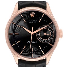 Rolex Cellini Date Cadran noir Or rose Montre homme automatique 50515 Card