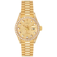 Rolex Datejust President Anniversary Dial Yellow Gold Diamond Ladies Watch 69158