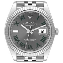 Rolex Datejust 41 Steel White Gold Wimbledon Dial Mens Watch 126334 Box Card
