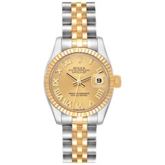 Rolex Datejust Steel Yellow Gold Champagne Dial Ladies Watch 179173 Box Card