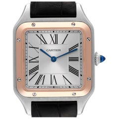 Cartier Santos Dumont Large Steel Rose Gold Mens Watch W2SA0011