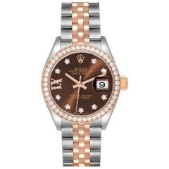 Rolex Montre Datejust 28 Rolesor Everose en acier, or et diamants pour femmes 279381