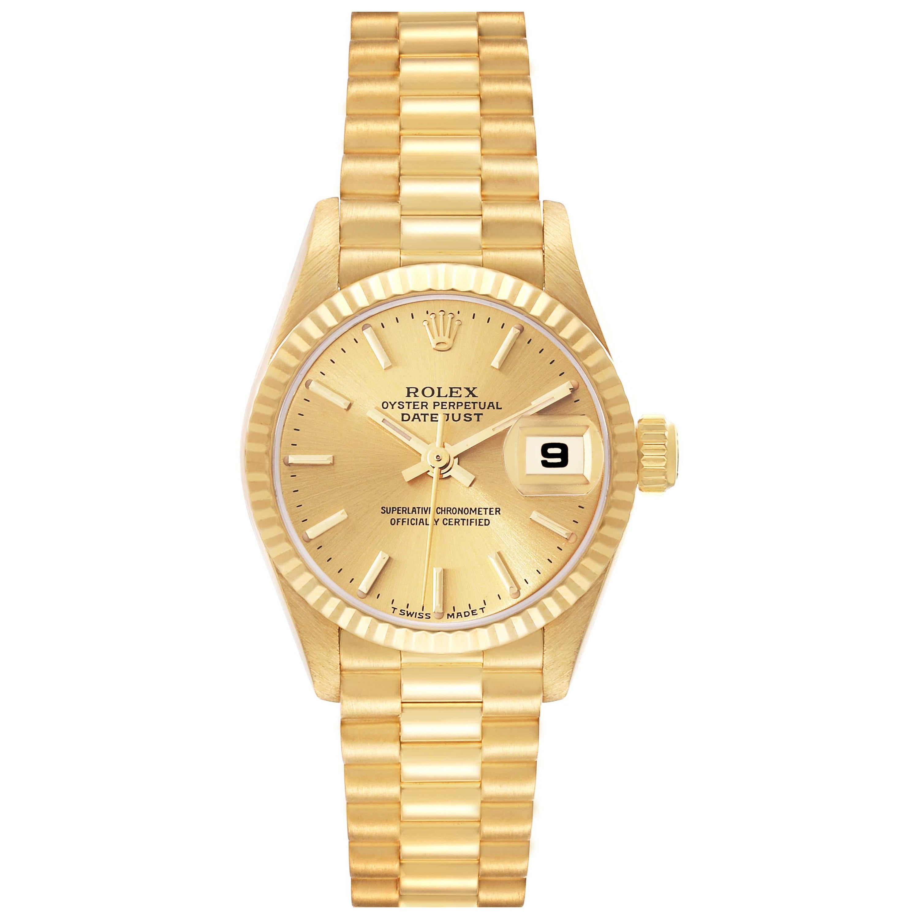 Rolex President Datejust 26mm 18k Yellow Gold Ladies Watch 79178