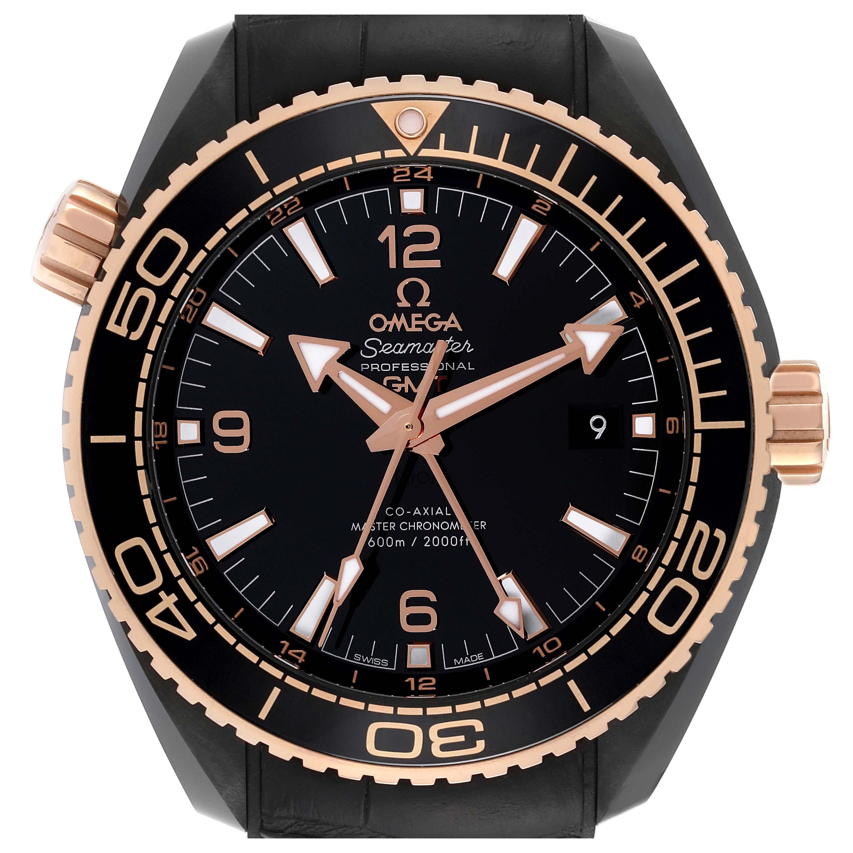 Omega Planet Ocean Deep Black Ceramic GMT Watch 215.63.46.22.01.001 Box Card