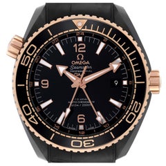 Used Omega Planet Ocean Deep Black Ceramic GMT Watch 215.63.46.22.01.001 Box Card