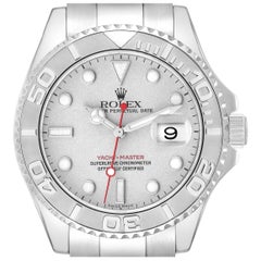 Rolex Yachtmaster Silver Dial Platinum Bezel Steel Mens Watch 16622 Box Papers