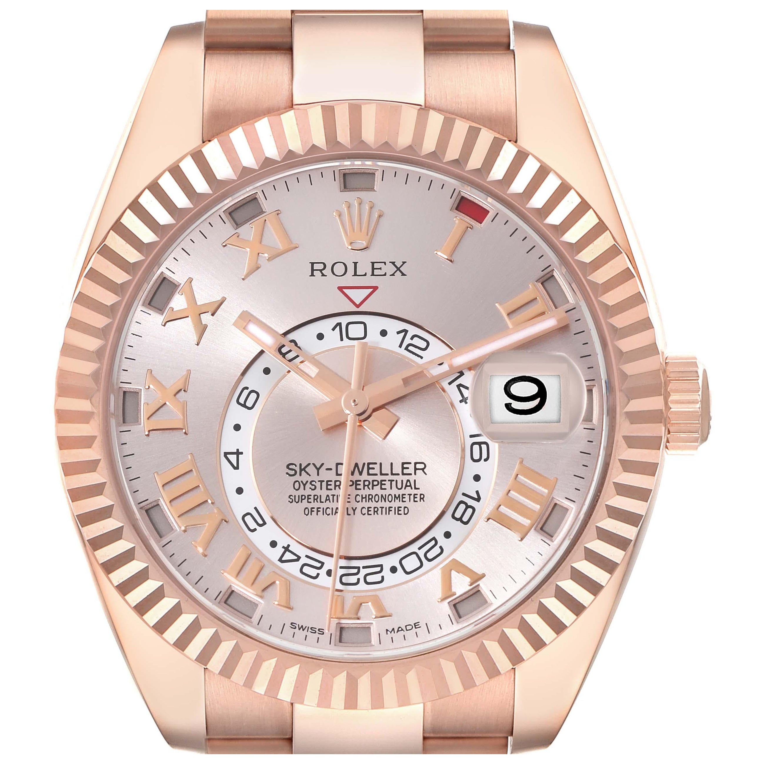 Rolex Sky-Dweller Rose Gold Sundust Dial Mens Watch 326935