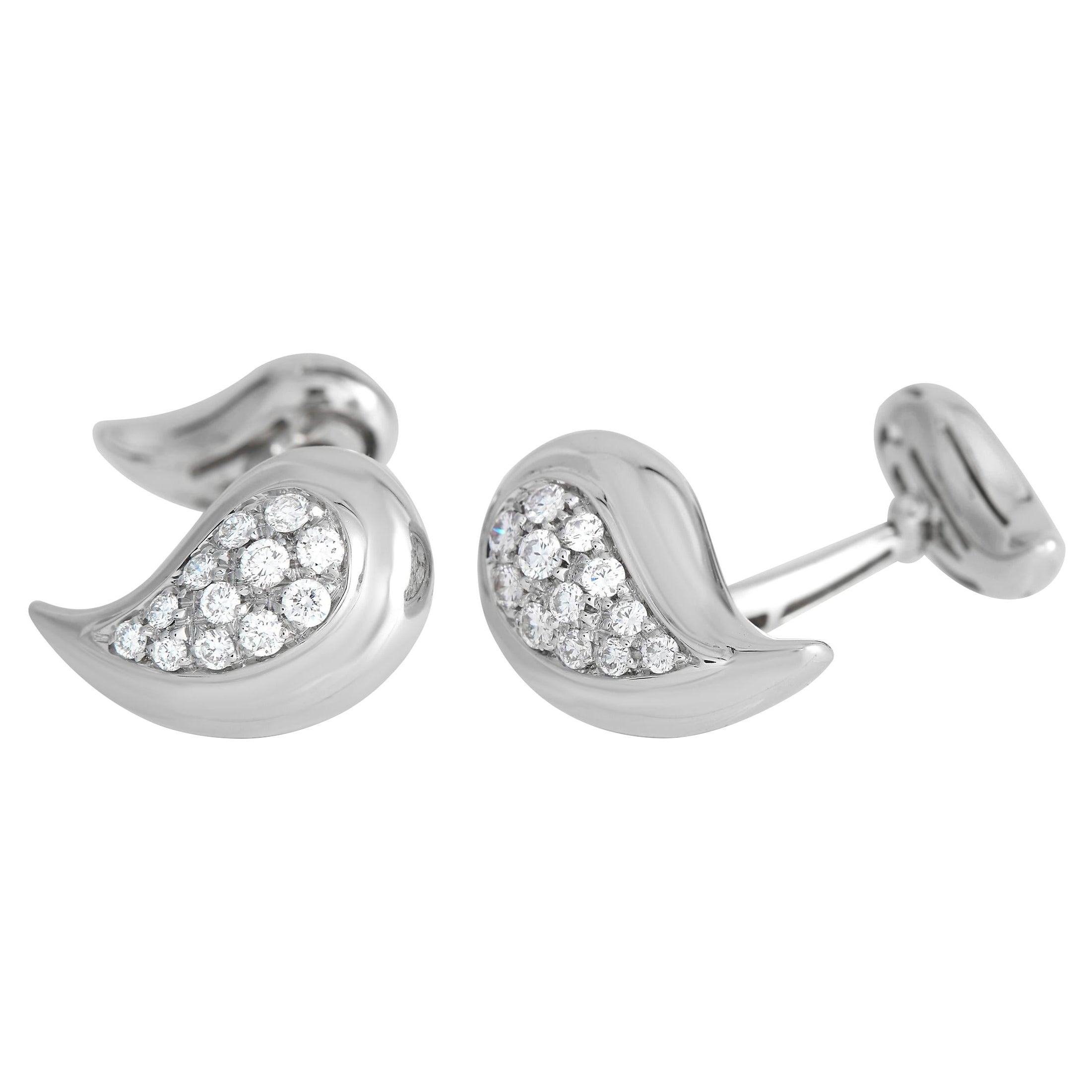 Chopard 18K White Gold 0.50ct Diamond Paisley Cufflinks CH01-120523