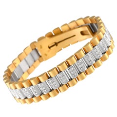 LB Exclusive White & Yellow Gold Diamond President Style Bracelet MF04-120823