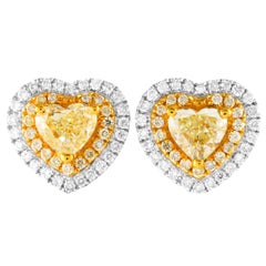 LB Exclusive, boucles d'oreilles cœurs en or blanc et jaune 18 carats avec diamants 1,14 carat MF07-120823
