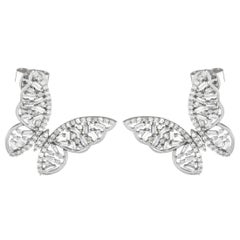 LB Exclusive, boucles d'oreilles papillon en or blanc 14 carats avec diamants 1,0 carat ER28227