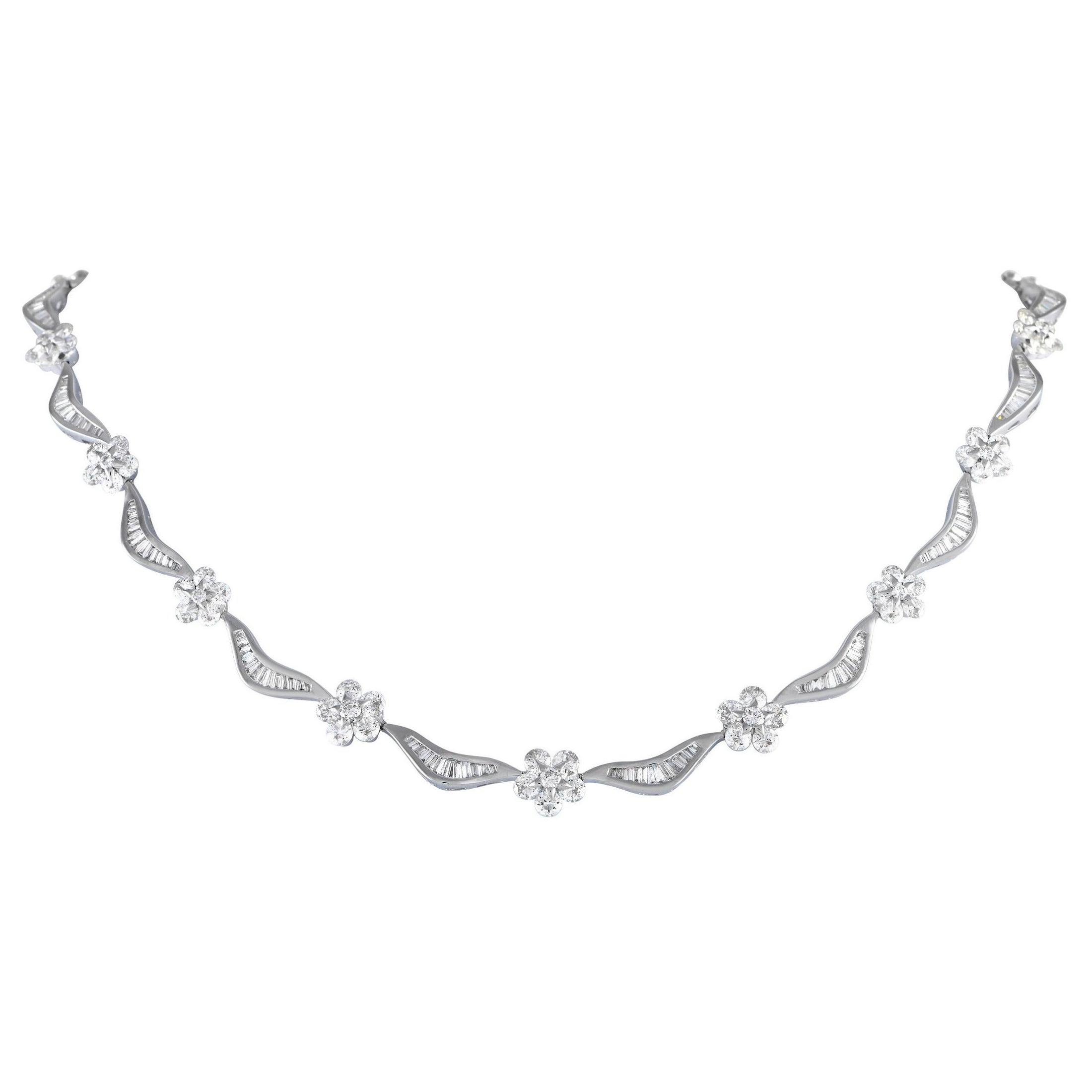 LB Exclusive 18K White Gold 18.80ct Diamond Necklace NK01081 For Sale