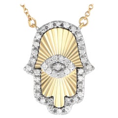 LB Exclusive 14K Yellow Gold 0.25ct Diamond Hamsa Necklace PN14863