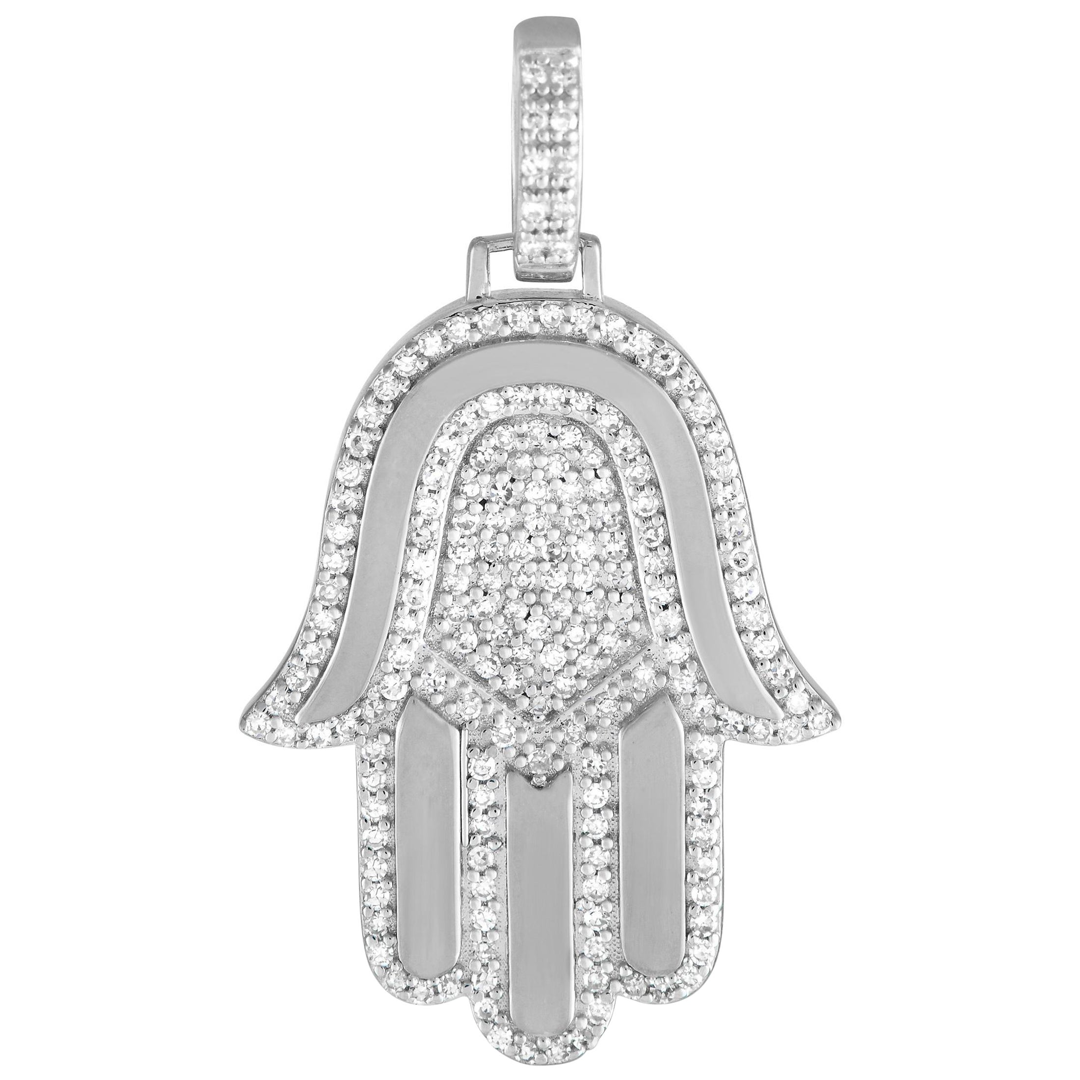 LB Exclusive Pendentif Hamsa en or blanc 14K avec 0,50ct de diamant PN15102