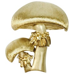 Retro Yellow Gold Mushroom Brooch Pin