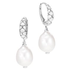 John Hardy Legends Naga Silver Pearl Drop Earrings - Special Sale 