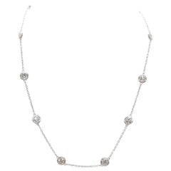 5.03 Carat 10 Station Diamond by the Yard Necklace 14 Karat White Gold 16" (collier en or blanc 14 carats)