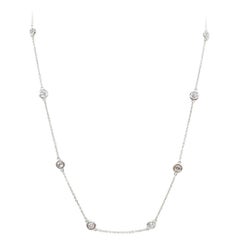 1.76 Carat 10 Station Diamond by the Yard Necklace 14 Karat White Gold 16" (collier en or blanc 14 carats)
