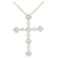 0.12 Carat Diamonds in 18K Yellow Gold Cross Necklace