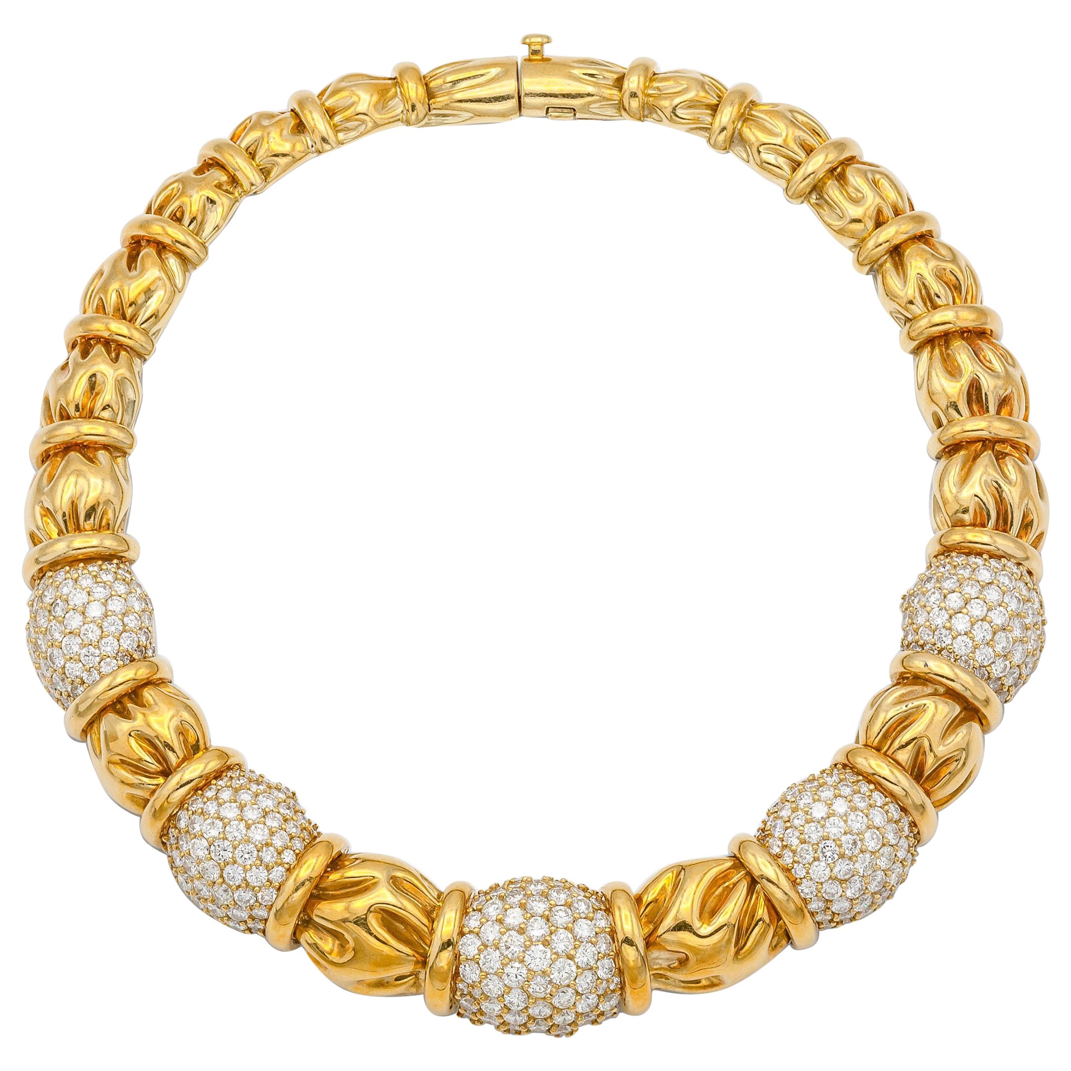 Vintage 1960s Jose Hess Gold and Diamond Choker Necklace