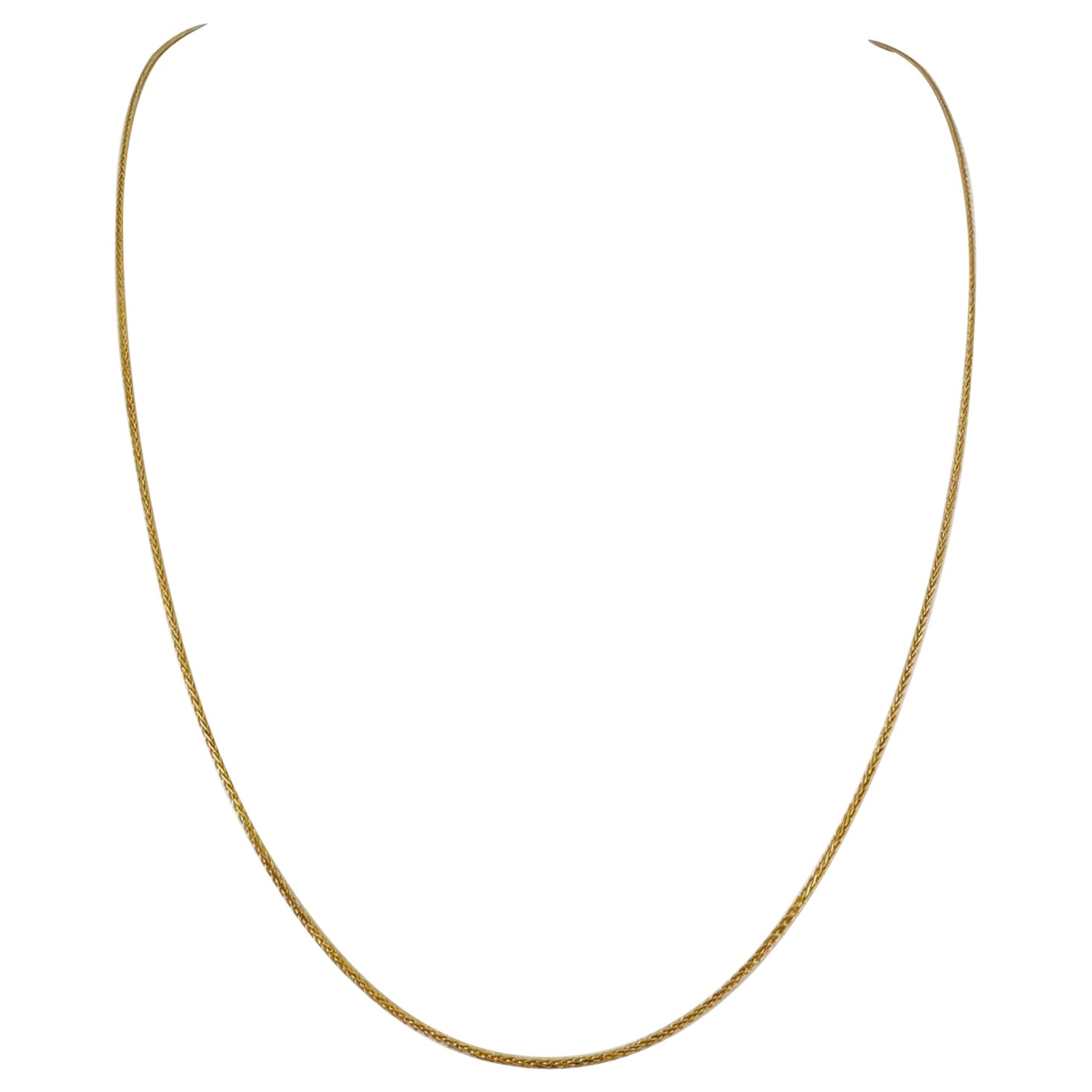 21 Karat Yellow Gold Solid Thin Wheat Link Chain Necklace