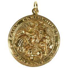 Vintage Saint Christopher Yellow Gold Pendant