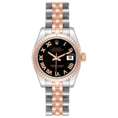 Rolex Datejust Steel Rose Gold Black Dial Ladies Watch 179171