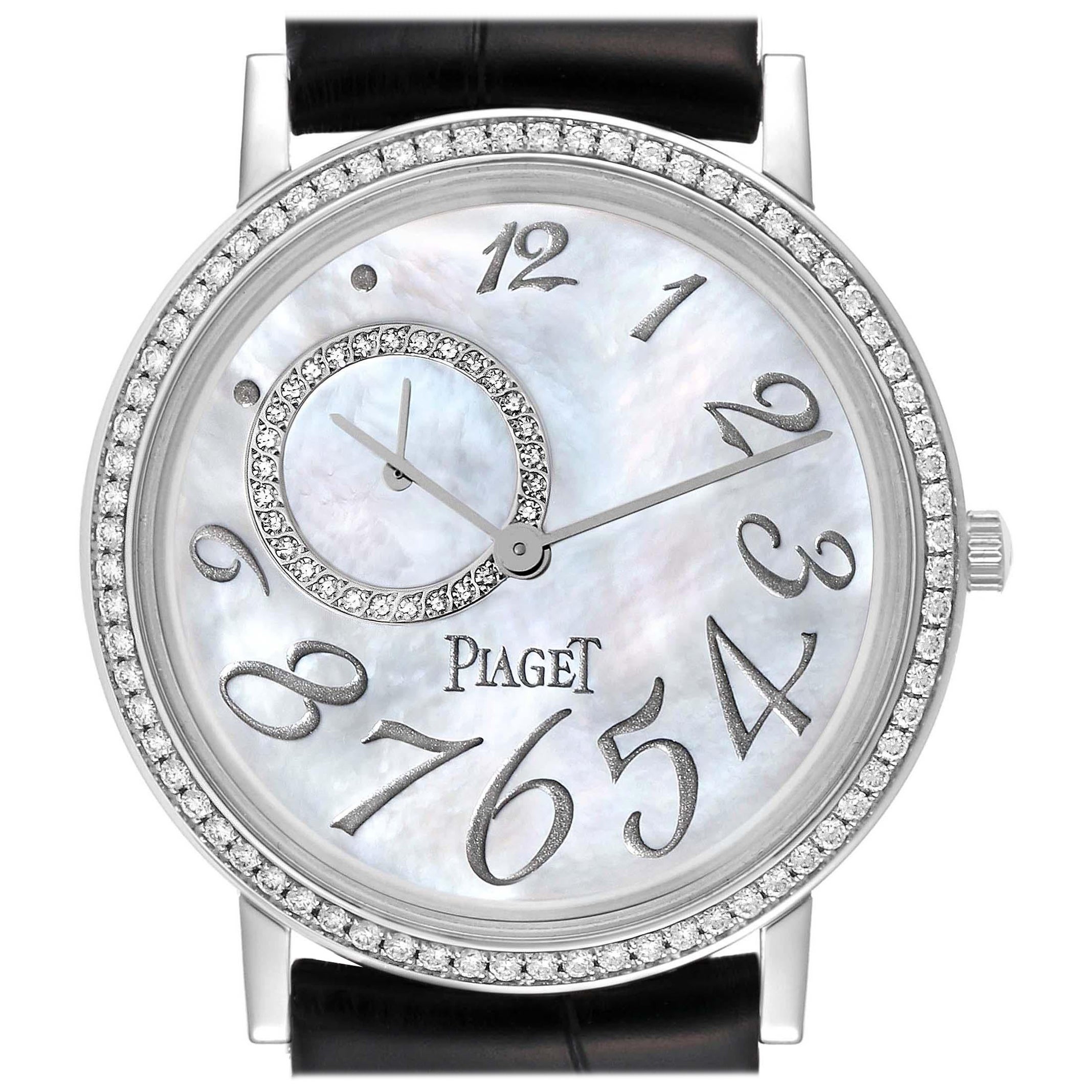 Piaget Altiplano Mother Of Pearl White Gold Diamond Mens Watch GOA31106 For Sale