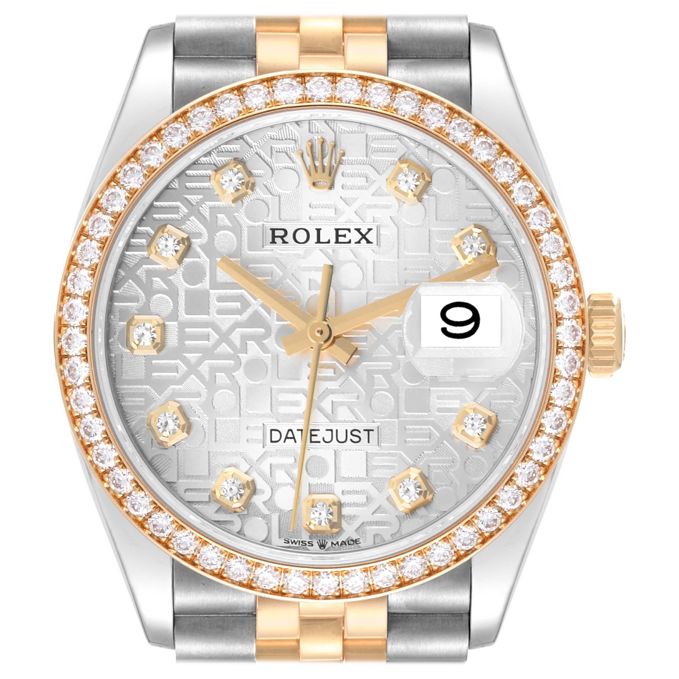 Rolex Datejust Steel Yellow Gold Anniversary Diamond Mens Watch 126283 Box Card