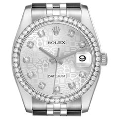 Rolex Datejust Silver Anniversary Diamond Steel Mens Watch 116244