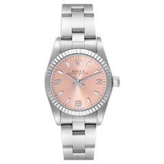 Rolex Oyster Perpetual Salmon Dial Steel White Gold Ladies Watch 76094 Box Paper