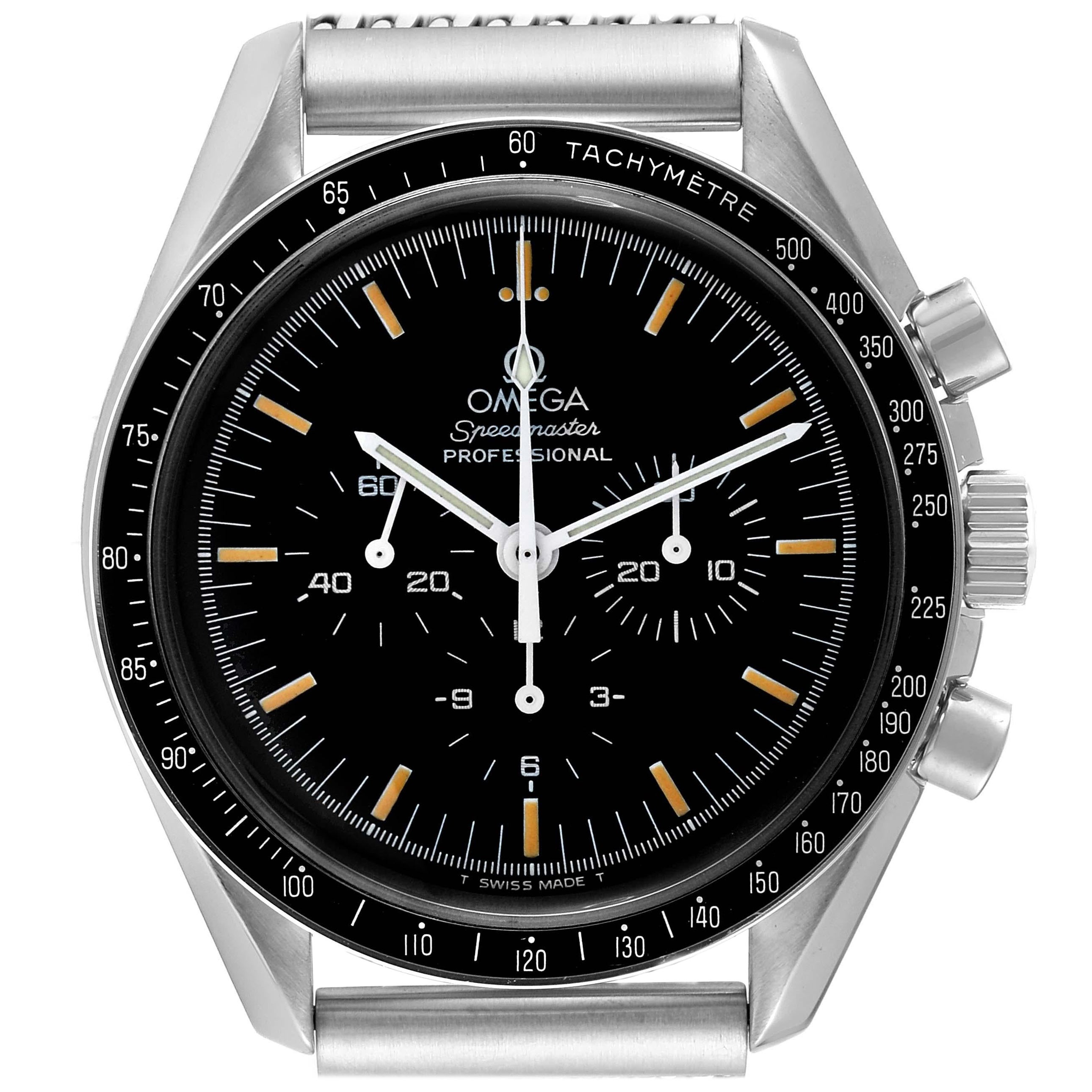 Omega Speedmaster MoonWatch Chronograph Black Dial Steel Mens Watch 3570.50.00 For Sale