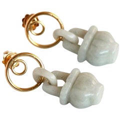 18 Karat Gold Antike Jade-Ohrringe