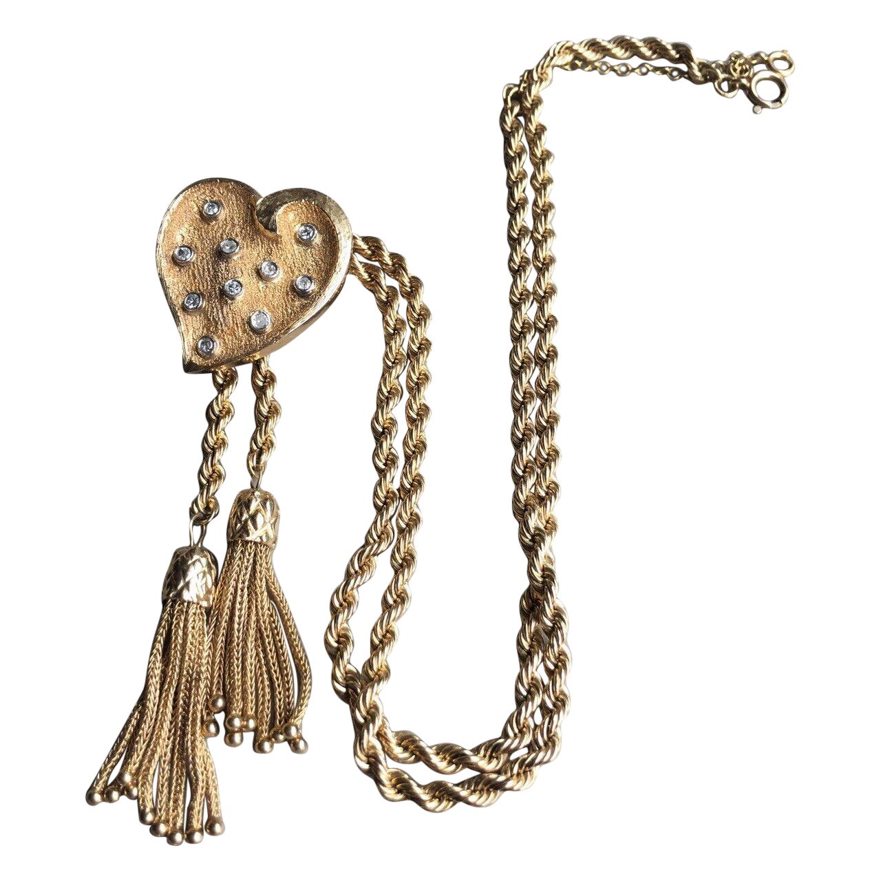 1930s 14K Gold Slider Necklace Pineapple Tassel ِDiamond American en vente