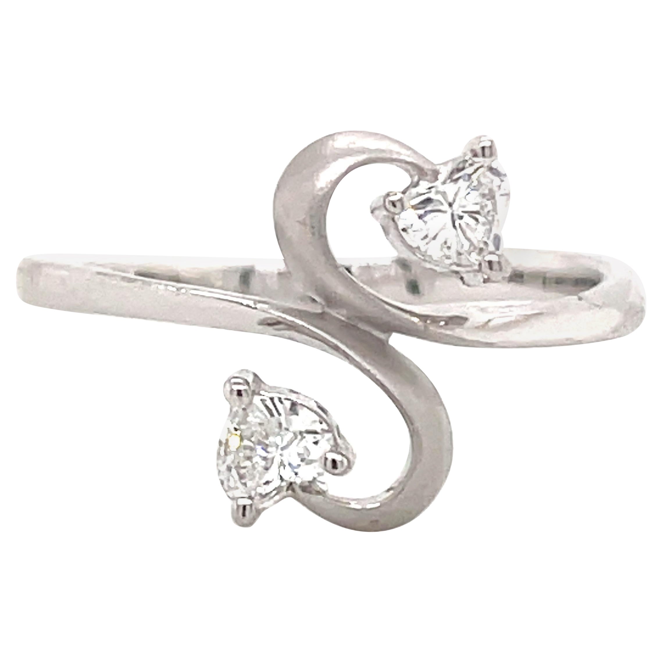 Heart-Shaped Diamond and Platinum Engagement Ring For Sale